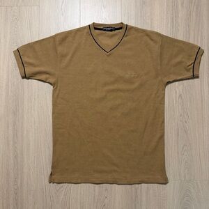 Yves Saint Laurent Cotton Stretch Short Sleeve V Neck T-Shirt Mens Medium Brown